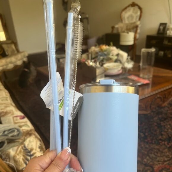 40 OZ TUMBLER STAINLESS STEEL VACUM WITH LID AND STRAW BLUE GIFT - Picture 6 of 8